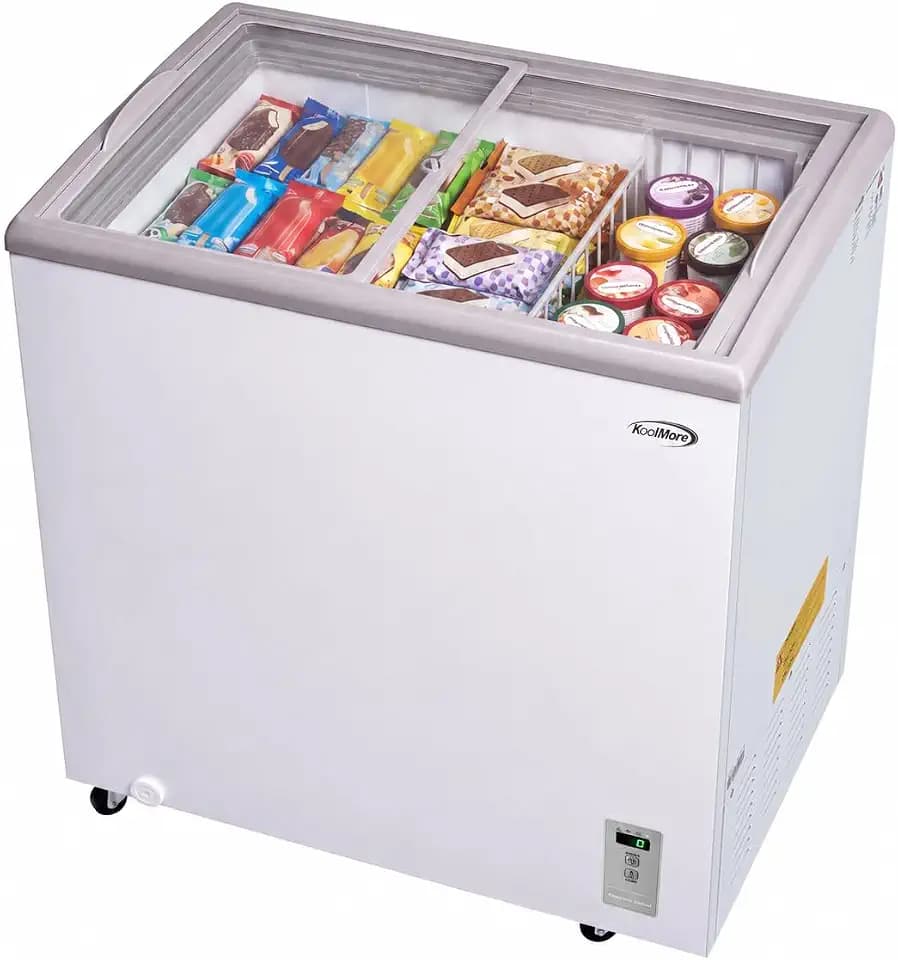 KoolMore 30 in. Commercial Flat Top Ice Cream Display Freezer, NSF Listed, 7 Cu. Ft. in White