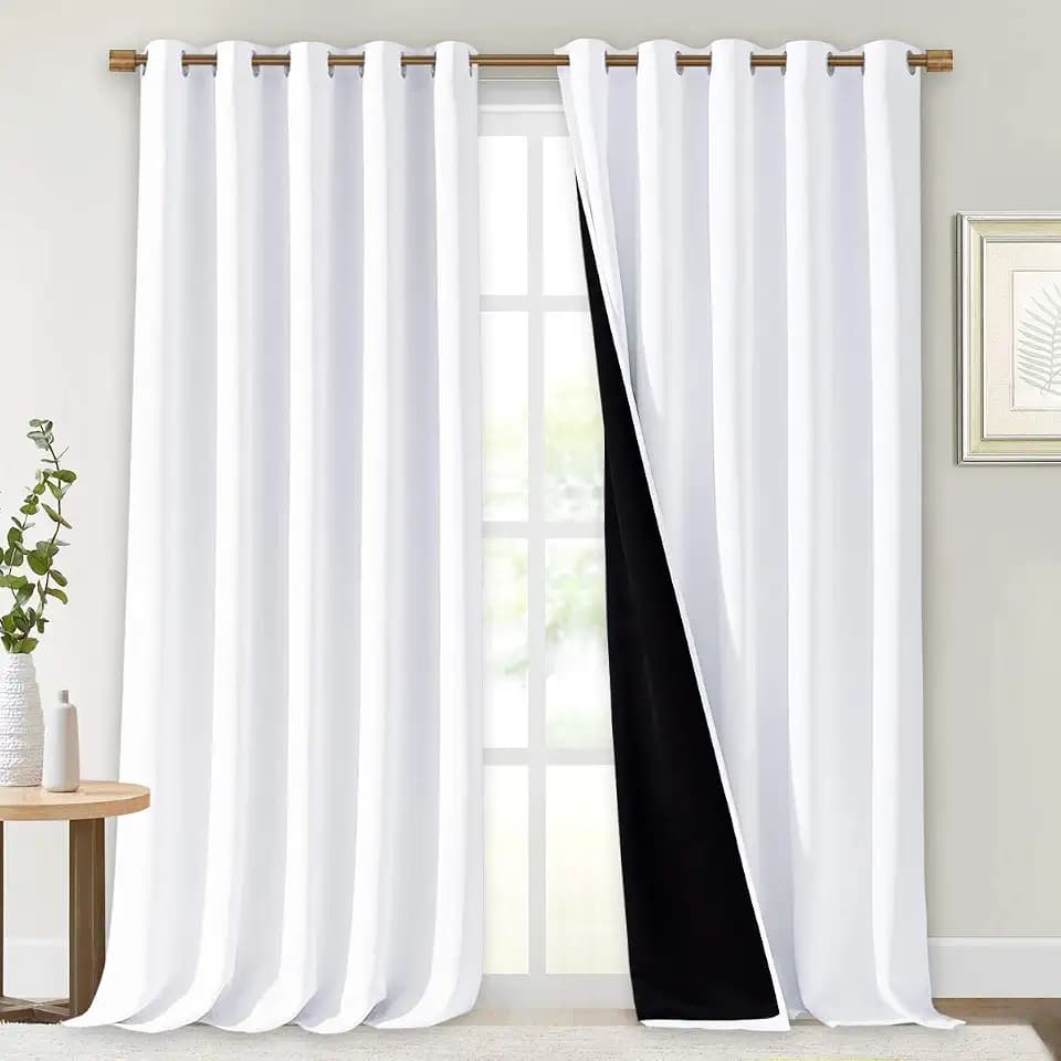 NICETOWN White Blackout Curtains for Bedroom 70" Wide x 108" Long 2 Panels