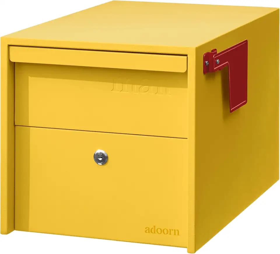 adoorn Modern Small Locking Post Mount Mailboxes for Outside - Curb Yellow