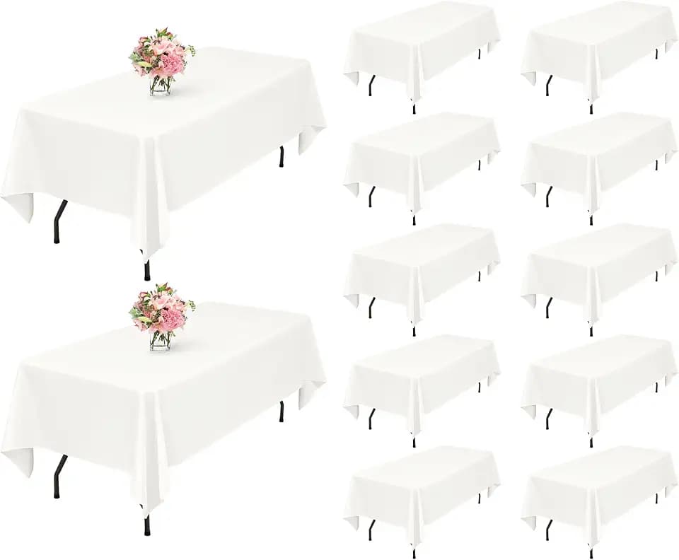 Showgeous 12 Pack Ivory Polyester 60x102 Inch Tablecloths