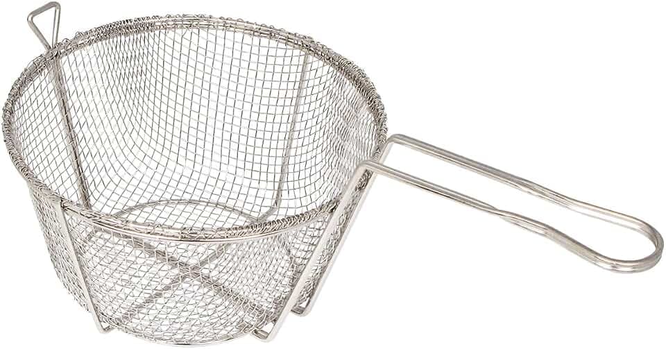 Winco 9 1/2" Silver Fry Basket Round, Wire