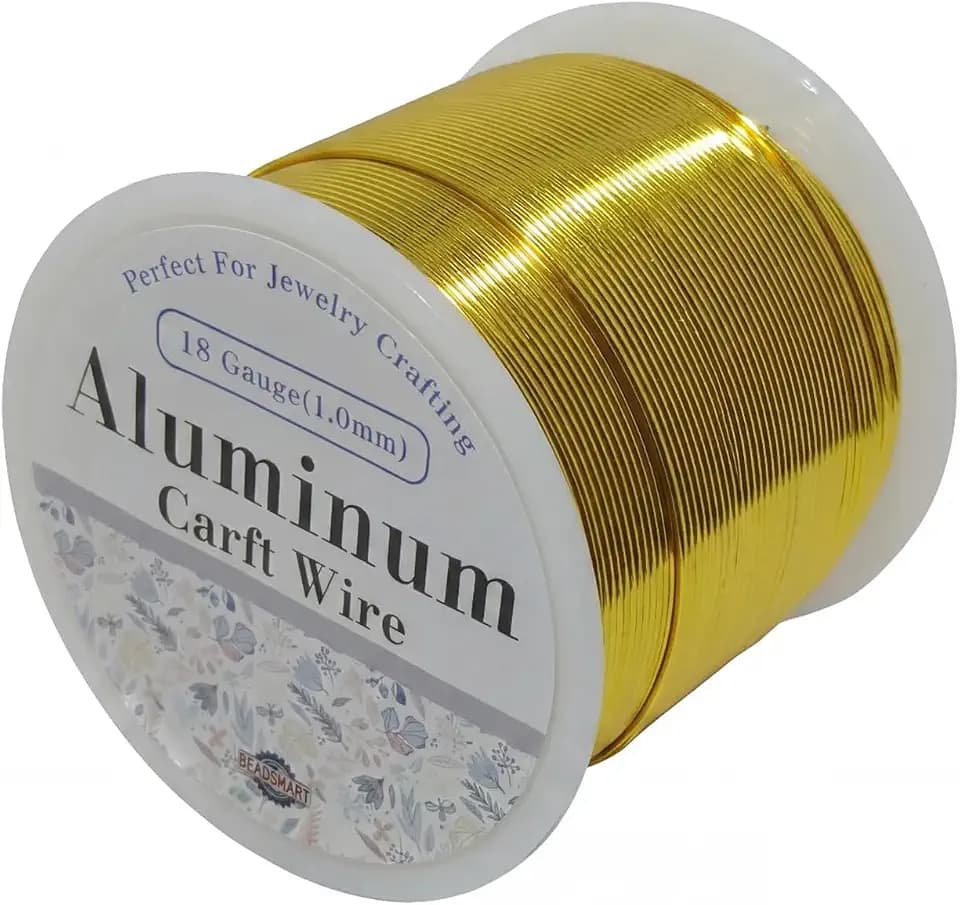 18 Gauge Aluminum Craft Wire Gold 286FT 1mm, Jewelry Making, Flexible Bendable Armature Wire for Sculpting, Floral Crafts, Metal Wire Wrapping, DIY Art Projects & Wreath Making