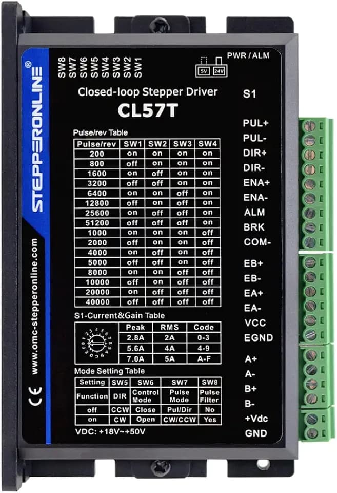 STEPPERONLINE Closed Loop Stepper Driver V4.1 0-8.0A 24-48VDC for Nema 17, 23, 24 Stepper Motor