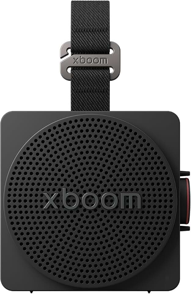 LG xboom Mini by will.i.am, tragbarer Bluetooth-Lautsprecher, praktischer Trageriemen, (5W, Signature Sound, IP67, bis zu 10 Std. Akkulaufzeit), Schwarz