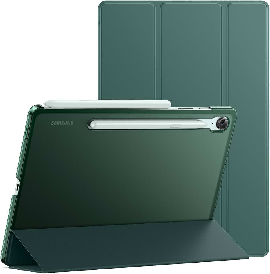 JETech Hülle für Samsung Galaxy Tab S10 Lite/S10 FE/S9 FE 10,9", Nachtgrün | Schlanke Transluzent Rückseite, Dreifach-Ständer, Auto Schlafen/Wachen, Stoßschutz