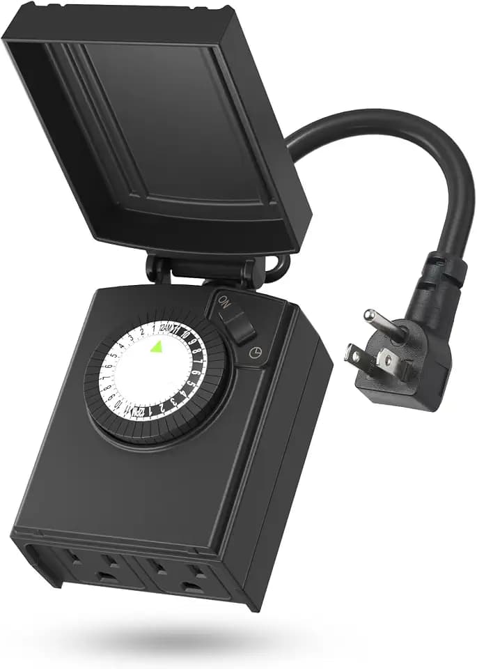BN-LINK Outdoor 24-Hour Mechanical Timer Outlet, 2 Grounded Outlets