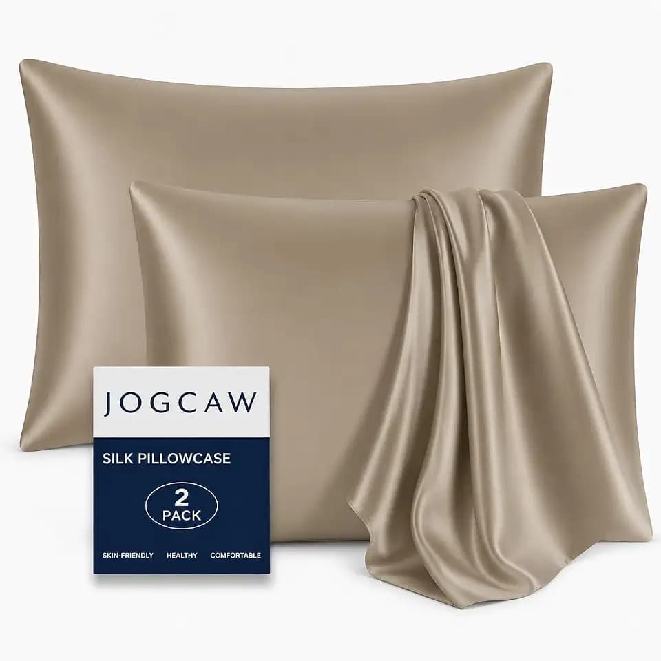 2 Pack 100% Silk Pillowcase for Hair and Skin, Soft Breathable Smooth Cooling Mulberry Silk Pillow Case Set of 2, Both Sides Grade 6A Silk Pillow Covers with Hidden Zipper (Taupe, Standard)
