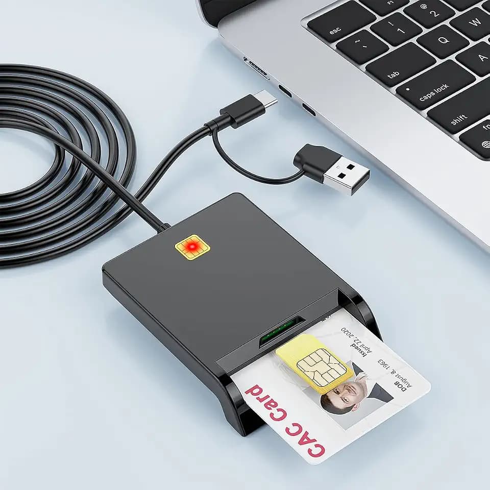 Smart-Kartenleser für Gesundheitskarten, SIM-Kartenleser, unterstützt CAC mit öffentlichem Zugriff auf Militär, Personalausweis, Chipkarte, IC-Bank/SIM-Kartenleser, Kompatibel mit Windows, Linux