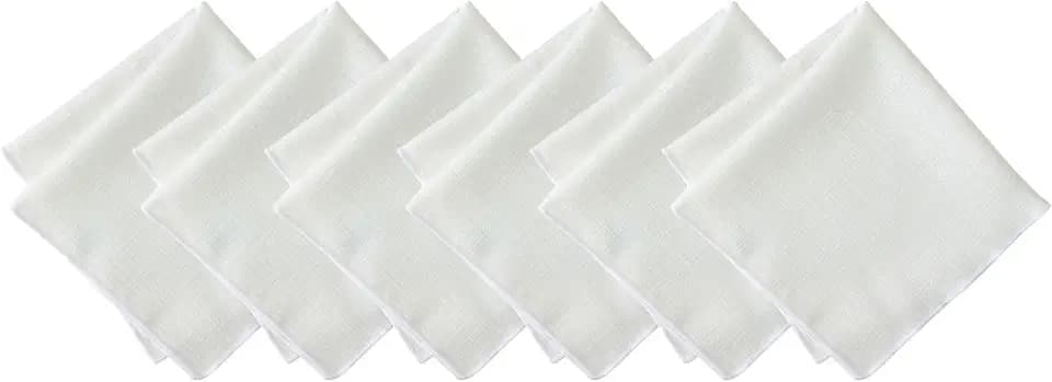 Villeroy & Boch Classic Embroidered Border Napkins, Set of 6, White - 18" W x 18" L