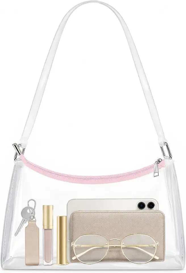 BS-VOG Clear Purse for Women, Stadium Approved Hobo Shoulder Bag for Events