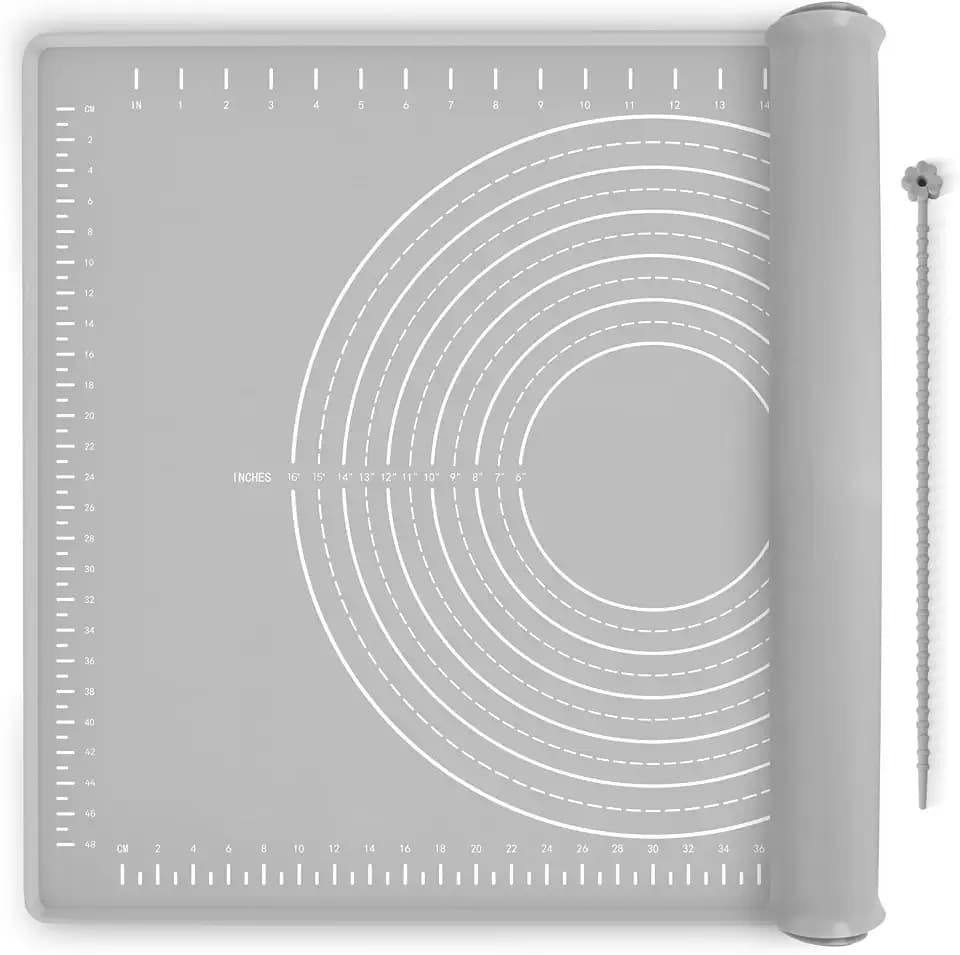 Silicone Baking Mat 28" x 20", Extra Thick Dough Rolling Mat with Measurements and Edge Heightening, Non-stick Food Grade Silicone Pastry Mat for for Pastry, Bread, Cookies, Pizza, Fondant, Pasta
