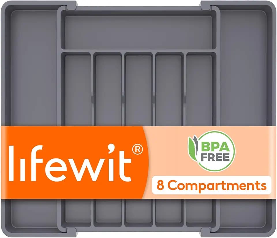 Lifewit Expandable Silverware Drawer Organizer, Kitchen Utensil Tray