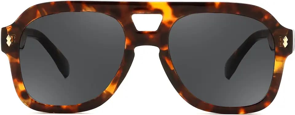 FEISEDY Retro Thick Aviator Sunglasses for Women Men, Large Vintage Shades