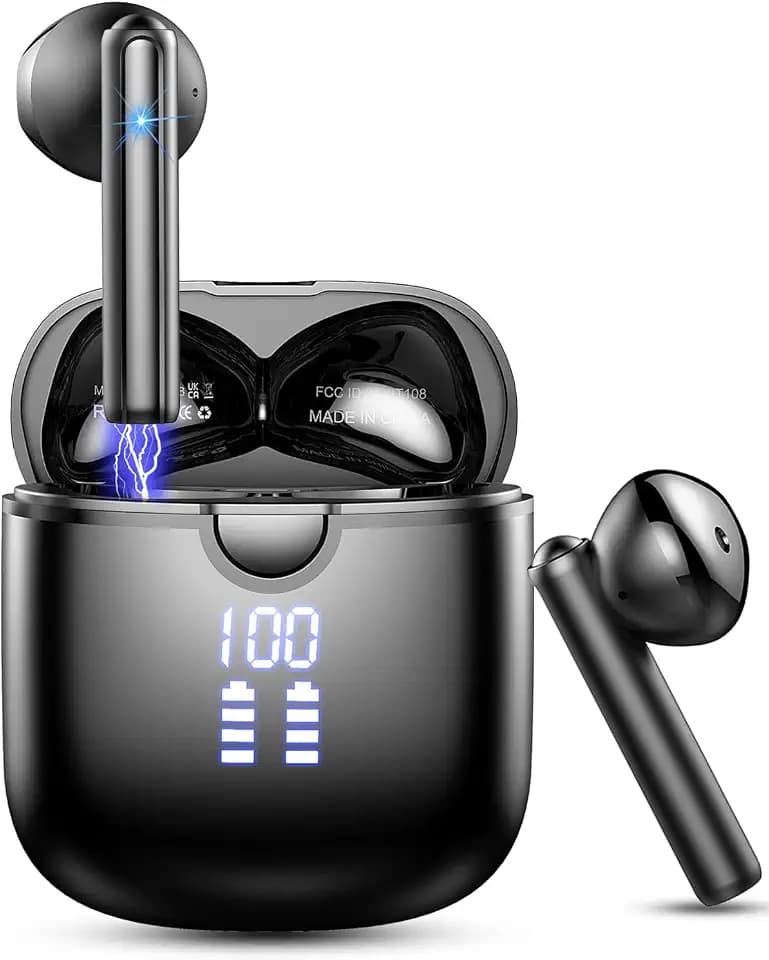 QXQ Bluetooth-Kopfhörer, Bluetooth-Kopfhörer mit HiFi-Stereo, 40 Stunden kabellose Kopfhörer in Ear ENC Geräuschunterdrückung und 4 Mic, IP7 wasserdicht Bluetooth-Kopfhörer, kabellose Kopfhörer USB-C,