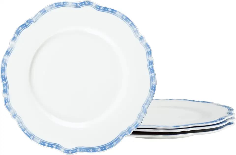 fanquare 8 Inch Blue Floral Rim Porcelain Salad Plates Set of 4