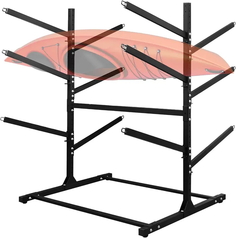 6-Levels Freestanding Kayak Storage Rack Adjustable SUP Canoe Stand