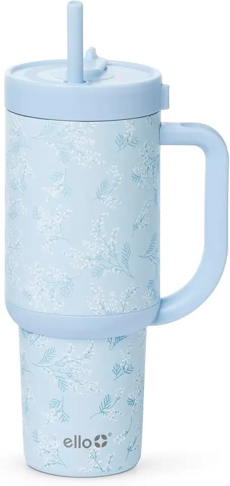 Ello Oasis 30oz Insulated Stainless Steel Tumbler with Straw, Sweet Alyssum
