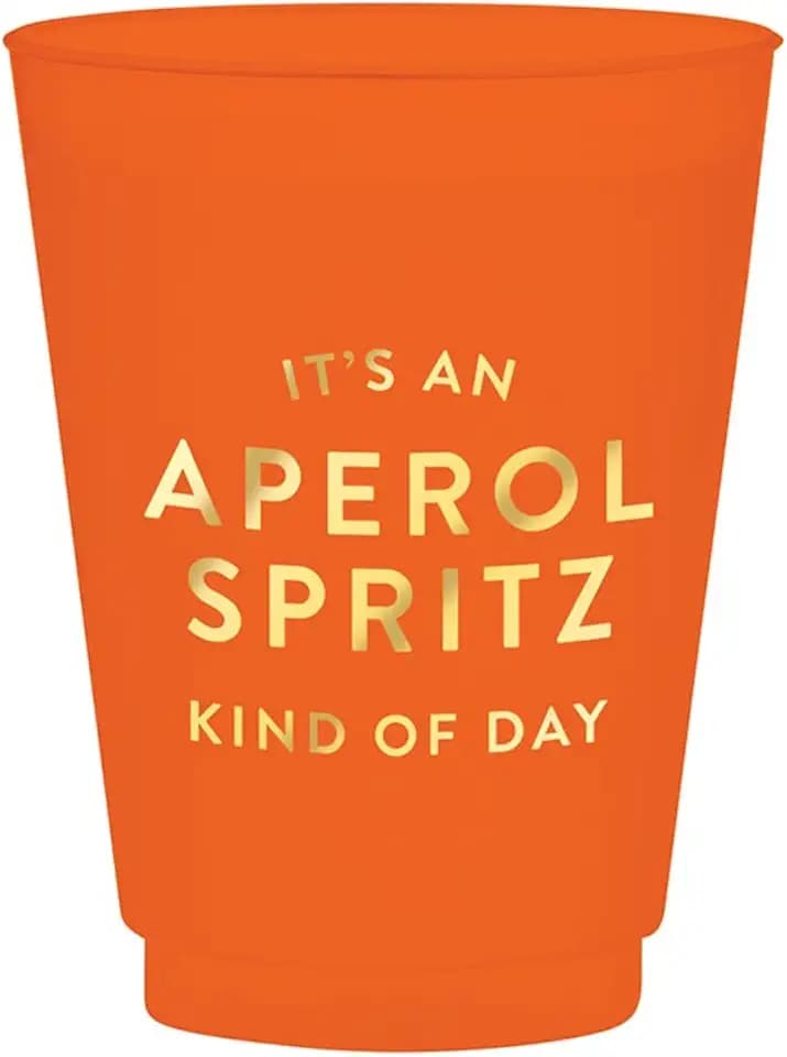 Santa Barbara Design Studio Party Cups 8-Count Reusable BPA-Free Plastic Cups, 16-Ounce, Aperol Spritz Kind Of Day