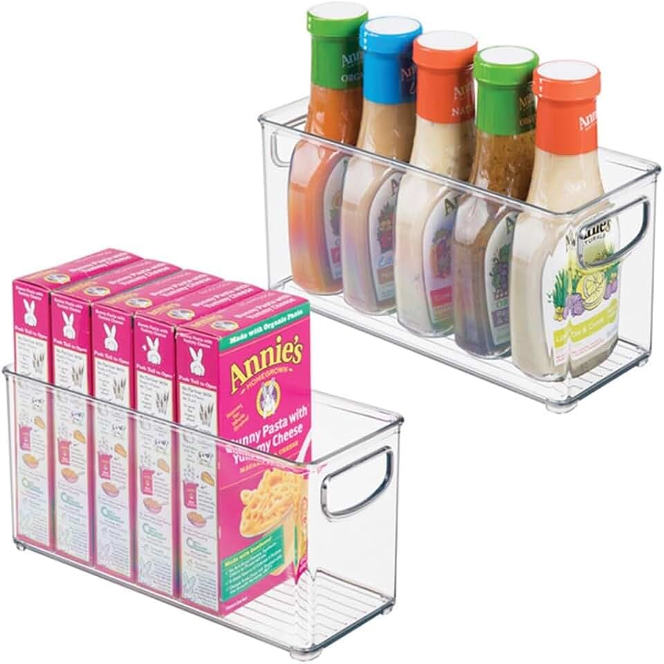 iDesign Plastic Stackable Pantry Bin, Set of 2, Clear