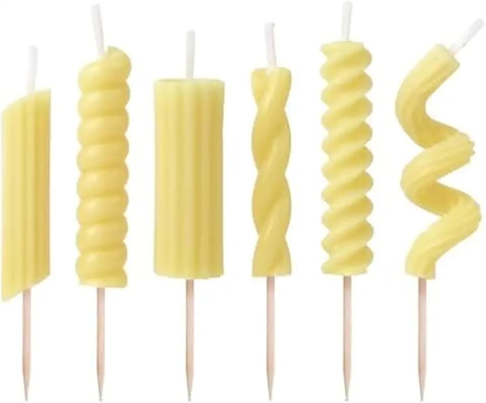 Genuine Fred Pasta Party Noodle Candles, Set of 6 Quirky Pasta Noodle Shaped Birthday Candles, Fun and Unique, Gift-Ready Package