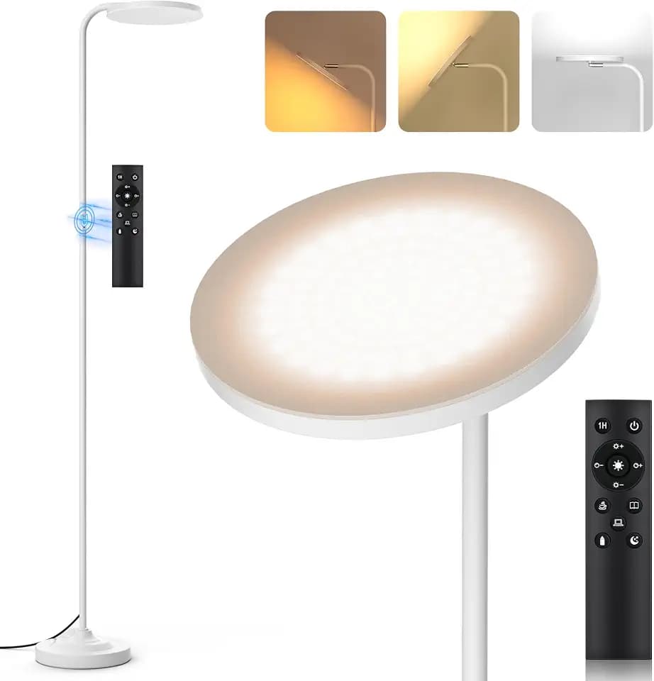 SIBRILLE 36W LED Floor Lamp, Super Bright Standing Lamp, Modern Stepless Dimmable Torchiere Tall Lamp with Remote Control, 350°Rotating Head Reading Floor Lamp for Living Room, Bedroom, Office