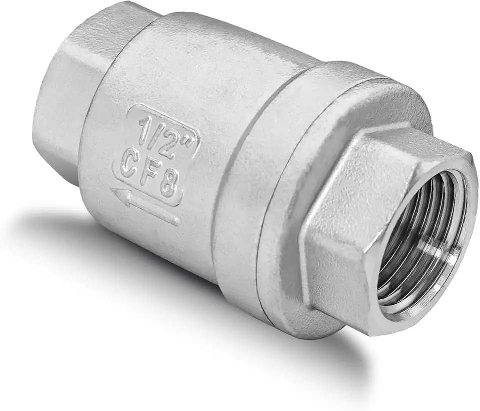 1/2" NPT Vertical Spring Check Valve, Stainless Female Thread 1000WOG, DN15