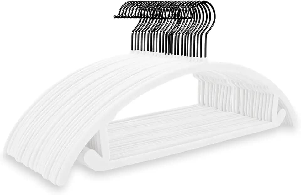 MIZGI Velvet Hangers 50 Pack, Patented Rounded Shoulder Sweater Hangers