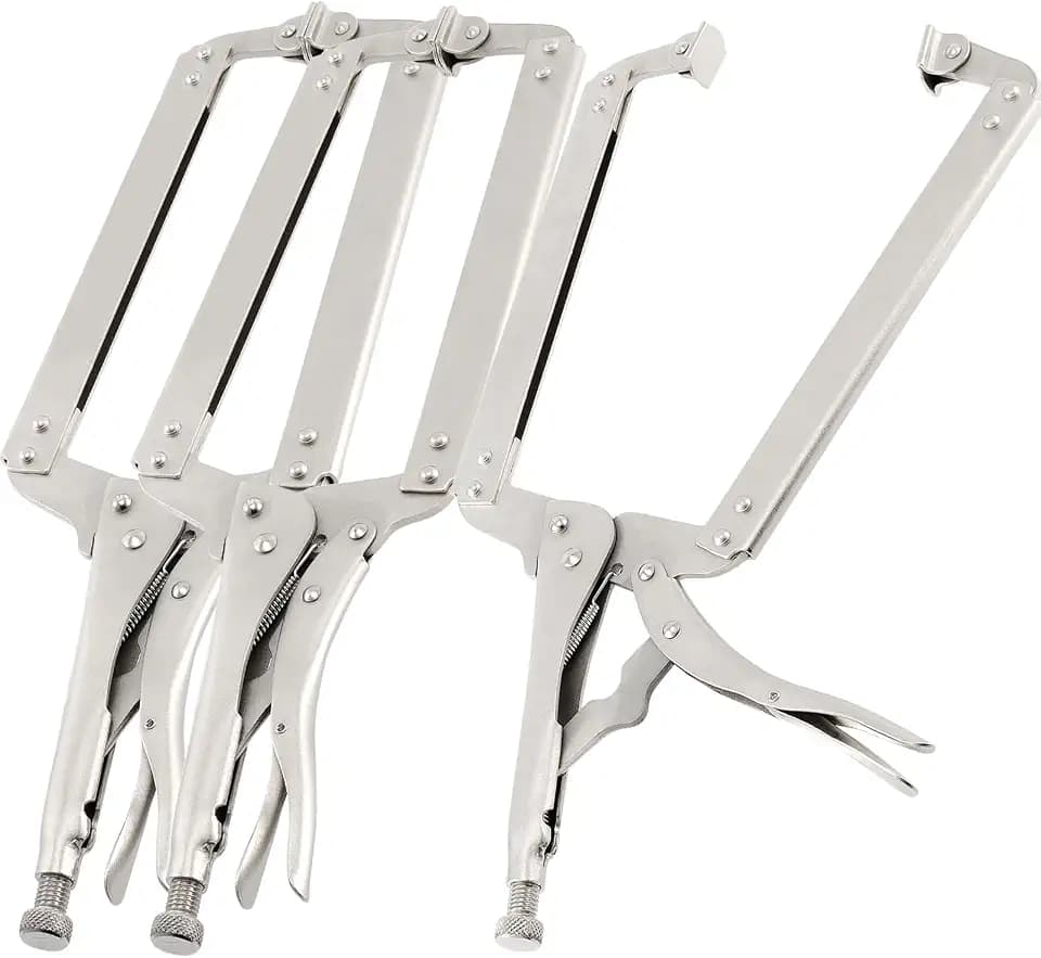 JOIKIT 3PCS 18 Inch C-Clamp Locking Pliers, Welding Pliers Set, Large Face C Clamp with Swivel Pads, Vise Grip C-Clamp for Woodworking Carpentry, Welding, Electrical Equipment