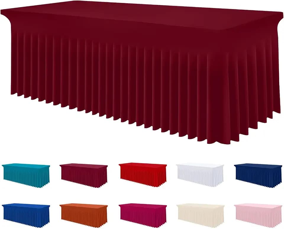 Smiry Spandex Elastic Fitted Table Cloth Skirt for 6FT Rectangle Table