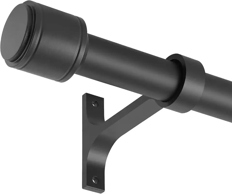 Black Aluminum Curtain Rods for Windows 16-168 Inch, 1 Inch Diameter, Blackout & Decorative, Wall & Ceiling Mount