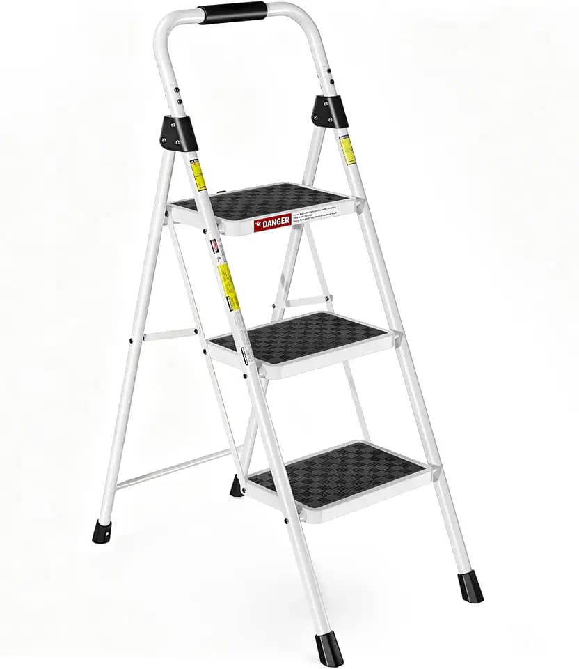 HBTower 3 Step Ladder, Heavy Duty Step Stool with Anti-Slip Pedal
