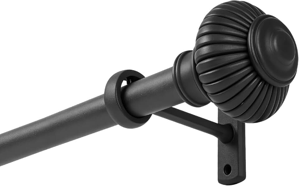 1 Inch Diameter Adjustable Splicing Black Curtain Rods with Brackets for Windows (Black, 32"- 120"/1 Pack)