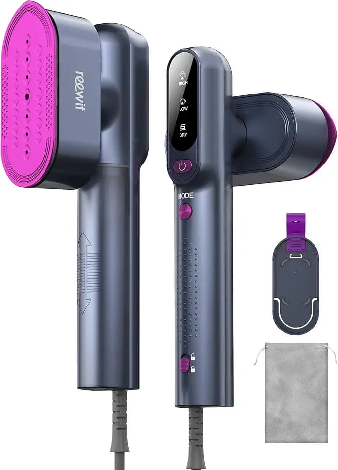 Travel Steamer for Clothes,100-240V Travel Steamer & Iron 2 in 1 with Fast Heat-Up,1200W Portable Handheld Garment Steamer,Travel Size,Large Heat Panel,Fabric Quick Wrinkle Remover for Global & Europe
