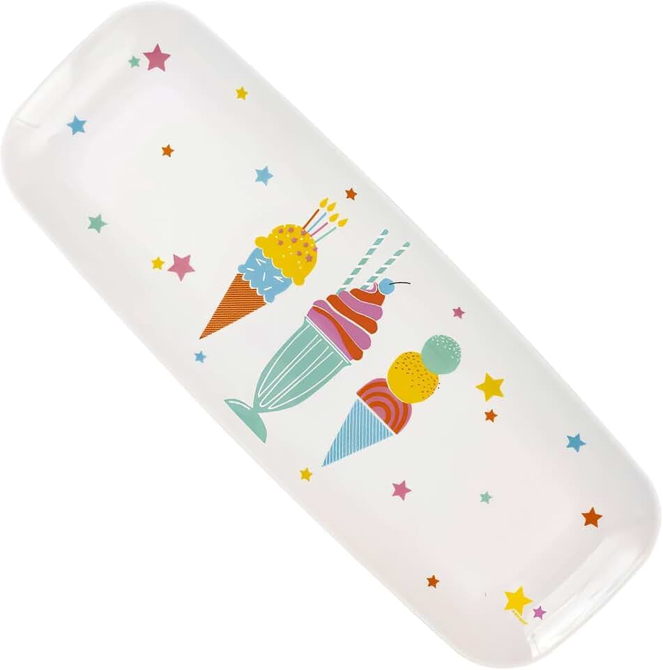 Summer Bliss Pastel Ice Cream Plastic Serving Tray - 1 Count - Perfect Dessert Platter for Outdoor Celebrations