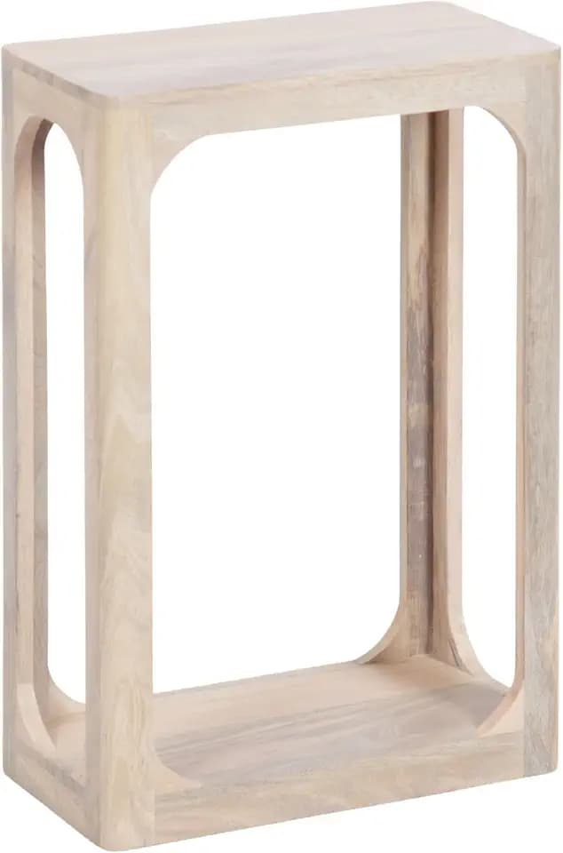 Kate and Laurel Dahl Modern Slatted Wooden Slim Side Table; 16 x 8 x 24; Whitewash; Transitional Wood Narrow End Table for Use as Living Room Plant Stand or Small Bedroom Nightstand