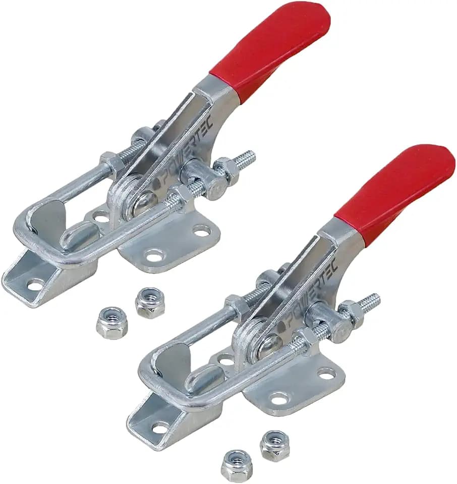 POWERTEC Toggle Clamp, 400 lbs Holding Capacity, 323 Adjustable U Bolt Latch w/Antislip Hand Grip for Woodworking Jigs & Fixtures, Tire Carrier, Tool Box, Cabinet (20310-P2), 2 count, Pack of 1