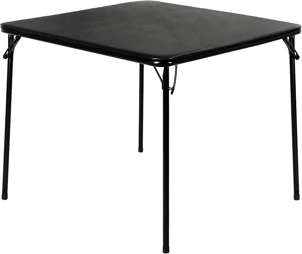 VECELO 34'' Folding Card Table Square with Soft Padded Tabletop, Portable for Dining Room, Parties, Games, Puzzles, Black