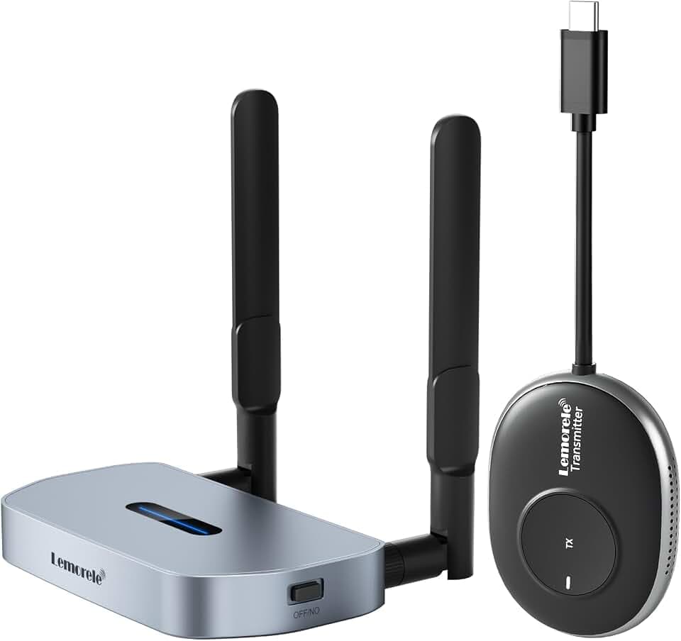 Lemorele Wireless USB-C HDMI Set, 50m, 5GHz, bis 8 TX an 1 RX, HDMI/VGA