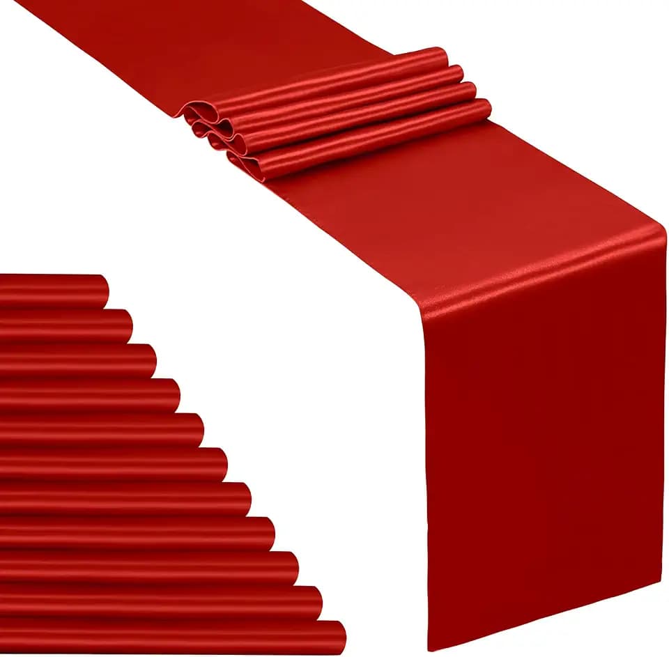 SiinvdaBZX 12 Pcs Red Satin Table Runner 12 x 108 inches Long