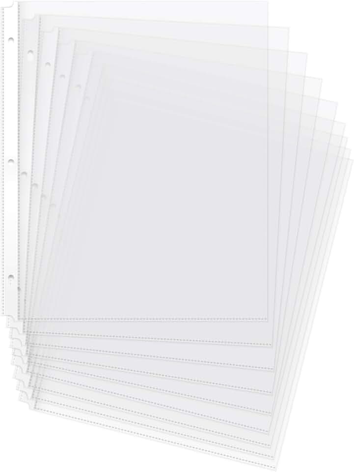 Amazon Basics Durable Clear Sheet Protectors for 3 Ring Binder, 8.5 in x 11 in, 3 holes, 200 Pack