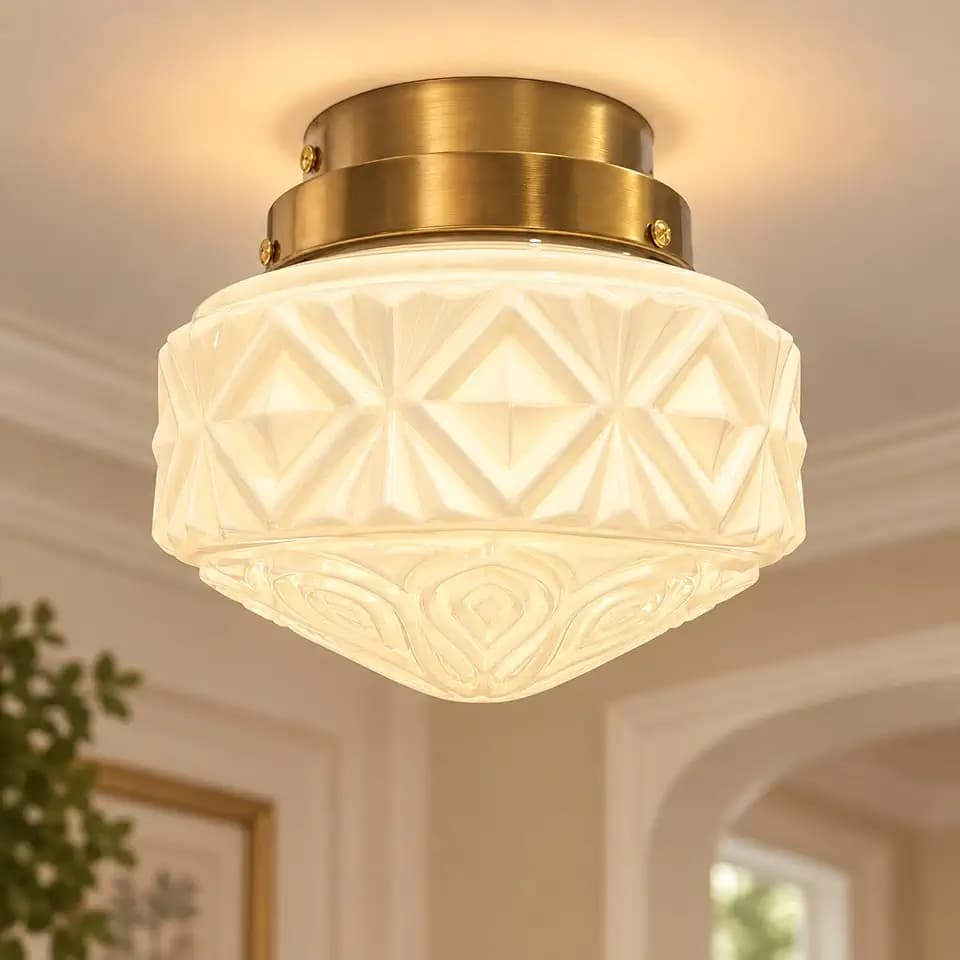 Gold Semi Flush Mount Ceiling Light,Antique Brass Ceiling Lights