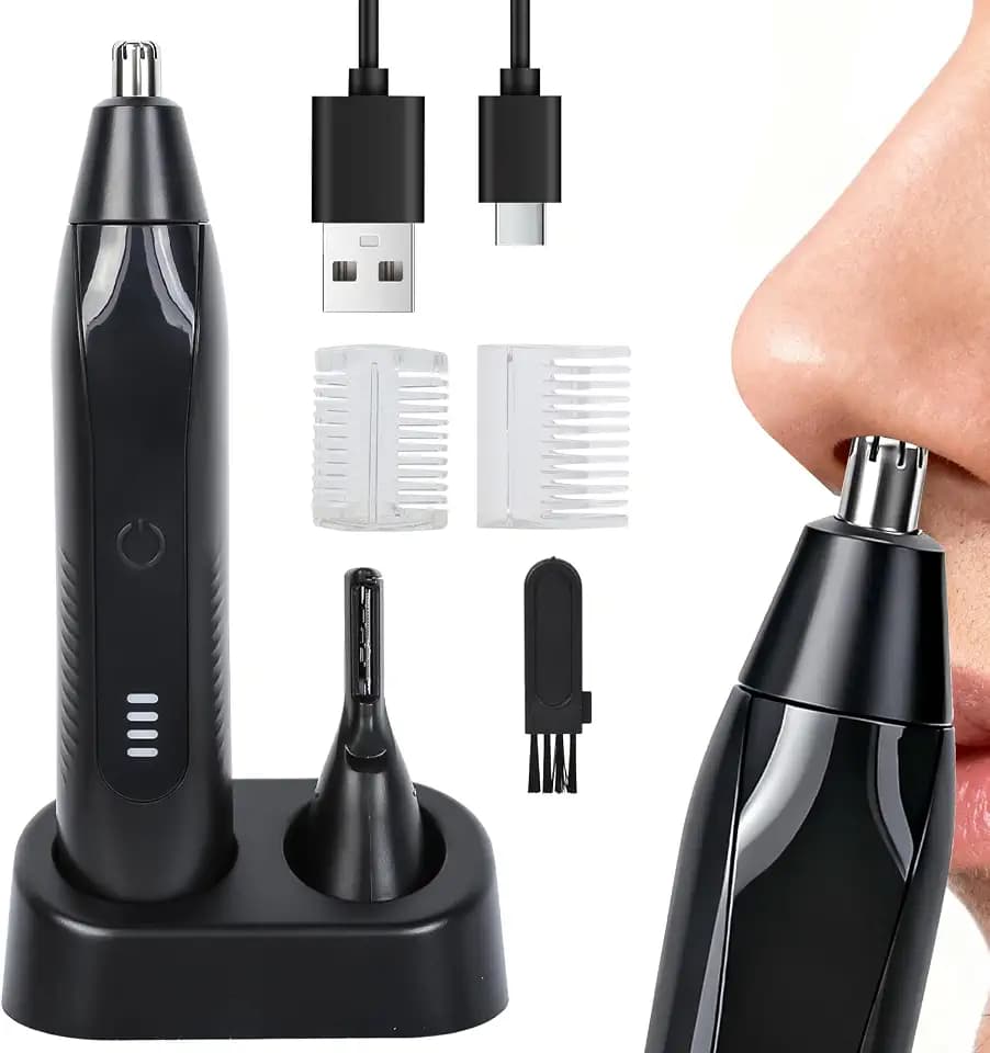 Cozary 2-in-1 Nasenhaartrimmer und Augenbrauentrimmer, Nasenhaartrimmer Herren, mit USB-Ladung, Kompakt, Hautfreundlich für präzise für Augenbrauen, ohr und Nasenhaar