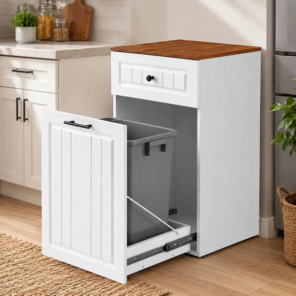 13 Gallon Pull Out Trash Cabinet Drawer Hidden Kitchen Bin