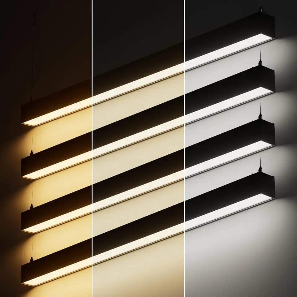 LEONLITE 4-Pack 4FT Linkable LED Linear Light, LED Suspension Light, Black