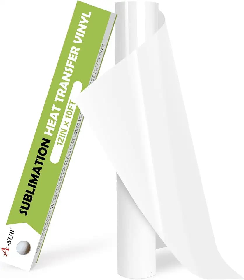 A-SUB Sublimation HTV Vinyl for Light Fabric, 12 Inch X 10 FT