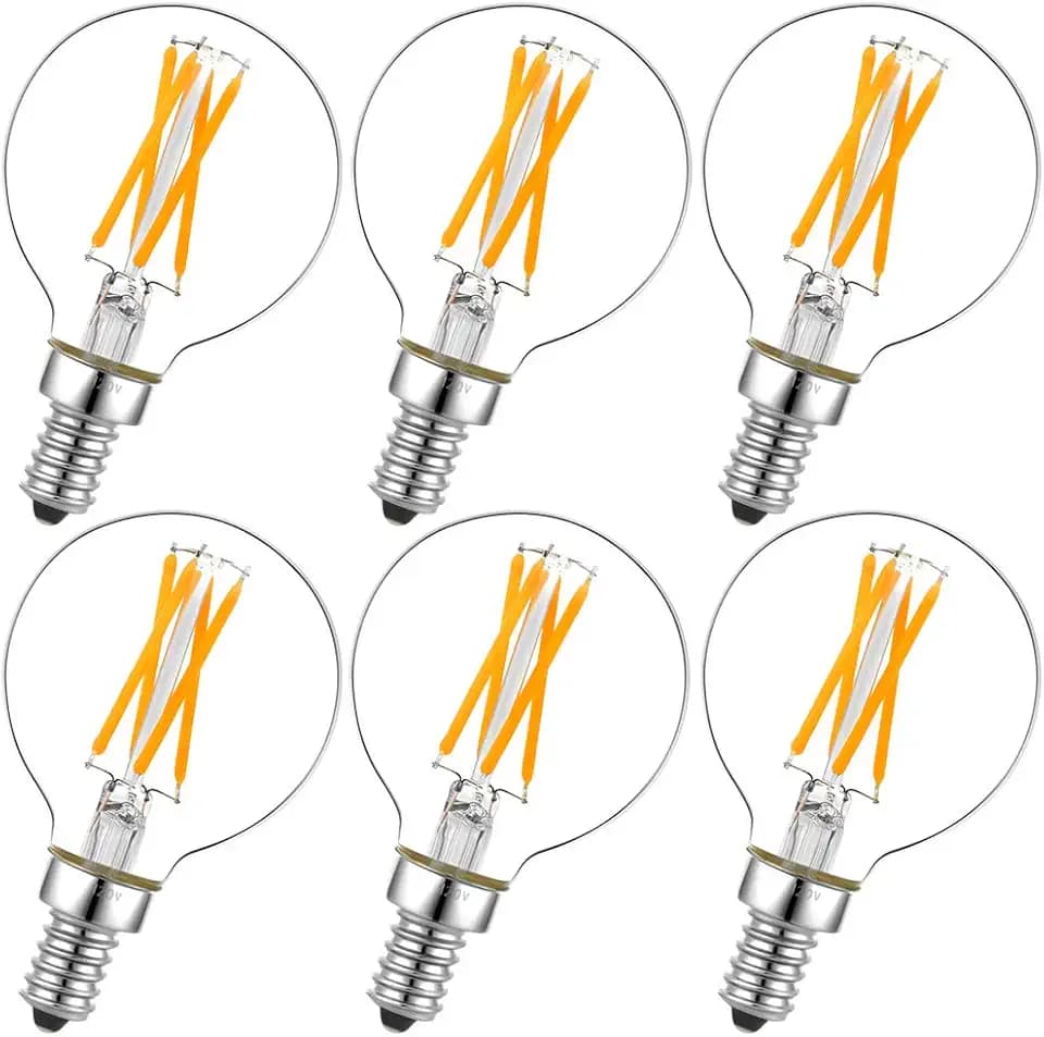 LiteHistory G16.5 E12 Candelabra Bulb 40 watt,Warm Light Bulbs,2700K,6Pack