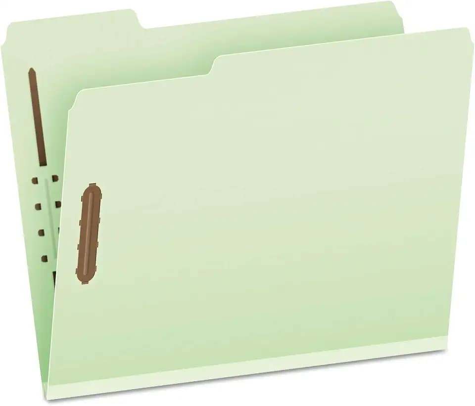 Pendaflex Pressboard Fastener Folders, 2 Fasteners, Letter Size, Light Green, 1" Expansion, 1/3-Cut in Left, Right, Center Positions, 25 Per Box (17178EE)
