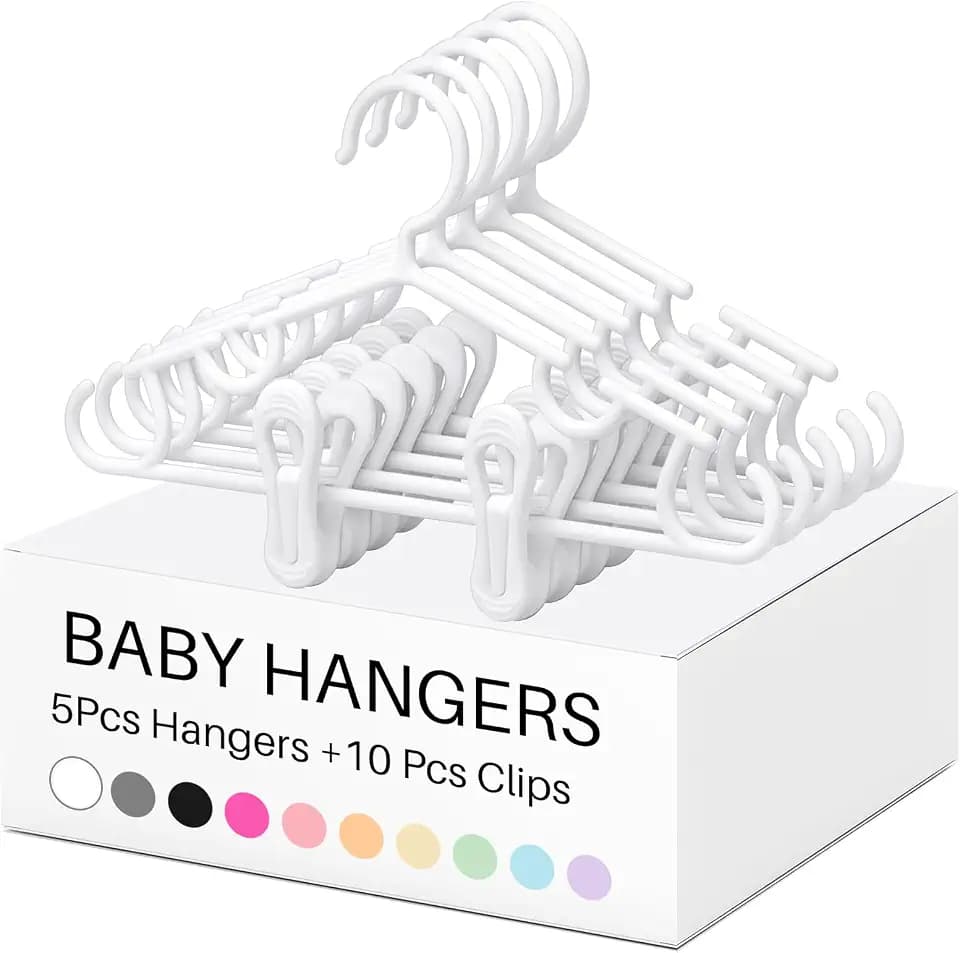 Hsei Baby Hanger with Clip for Pant,15 Packs Total,White,10.6 Inch