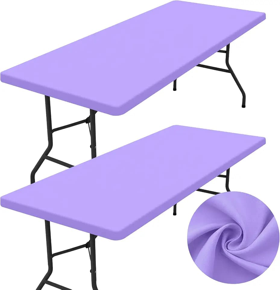 homing 2 Packs 6 Foot Rectangle Lavender Elastic Fitted Table Cloth