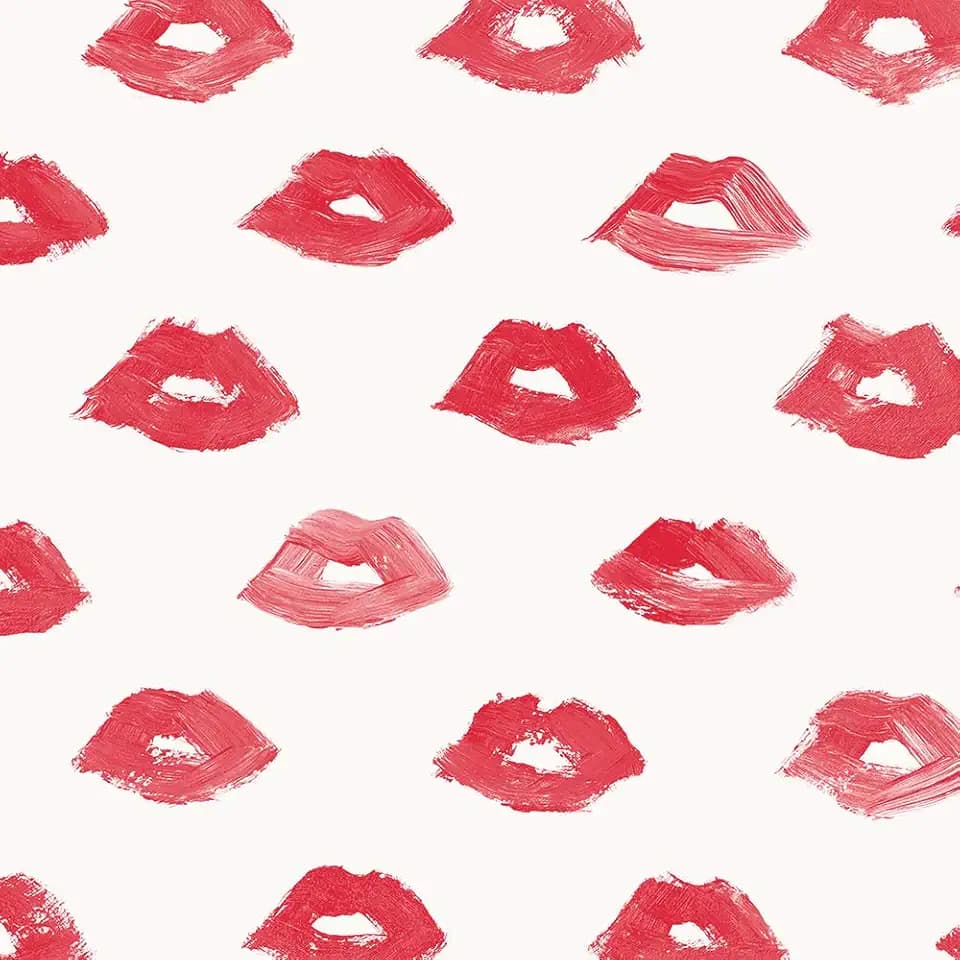 Tempaper x Novogratz Red Painted Lips Removable Peel and Stick Wallpaper, 20.5 in X 16.5 ft, Made in the USA